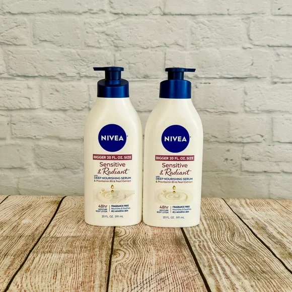 New Nivea Sensitive & Radiant Body Lotion LARGE Size LOT of 2 - Picture 1 of 2